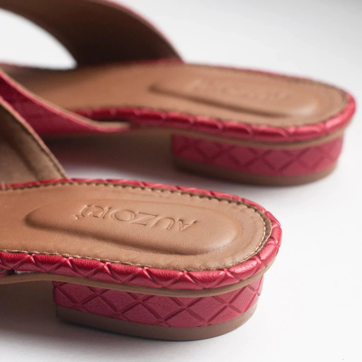 ADVENTUROUS Red Criss-Cross Open Toe Flats