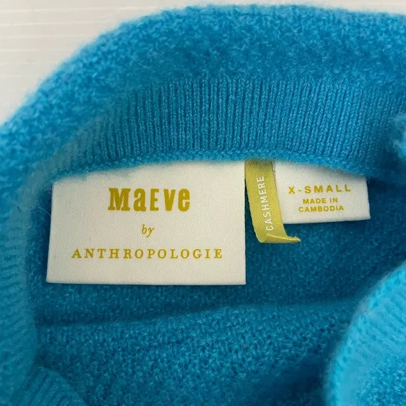 Anthropologie The Shea Oversized Boxy Cashmere Sweater By Maeve Blue XS EUC