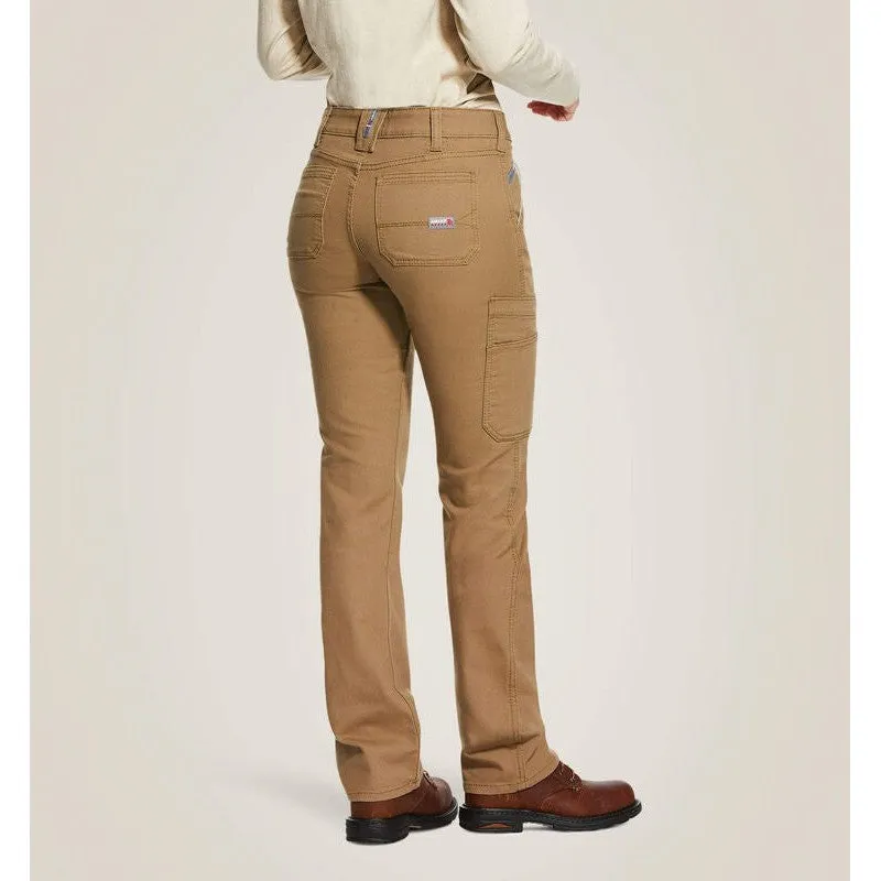 Ariat Women's Flame Resistant Stretch DuraLight Canvas Straight Leg Pant Khaki - 10030273