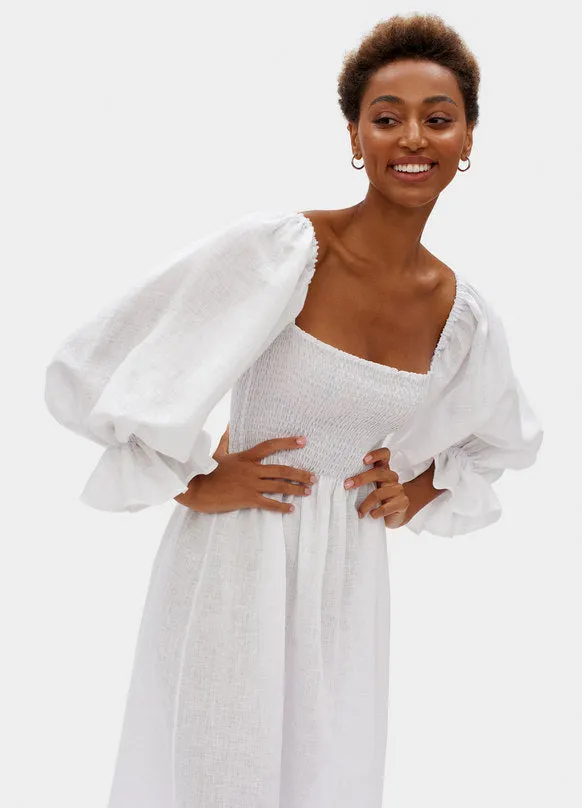 Atlanta Linen Dress - White