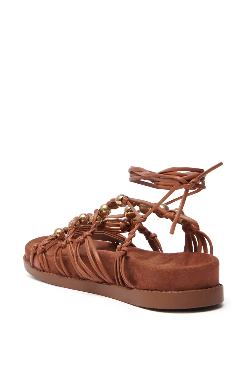 AZALEA WANG XYLA BROWN FAUX SUEDE SANDAL
