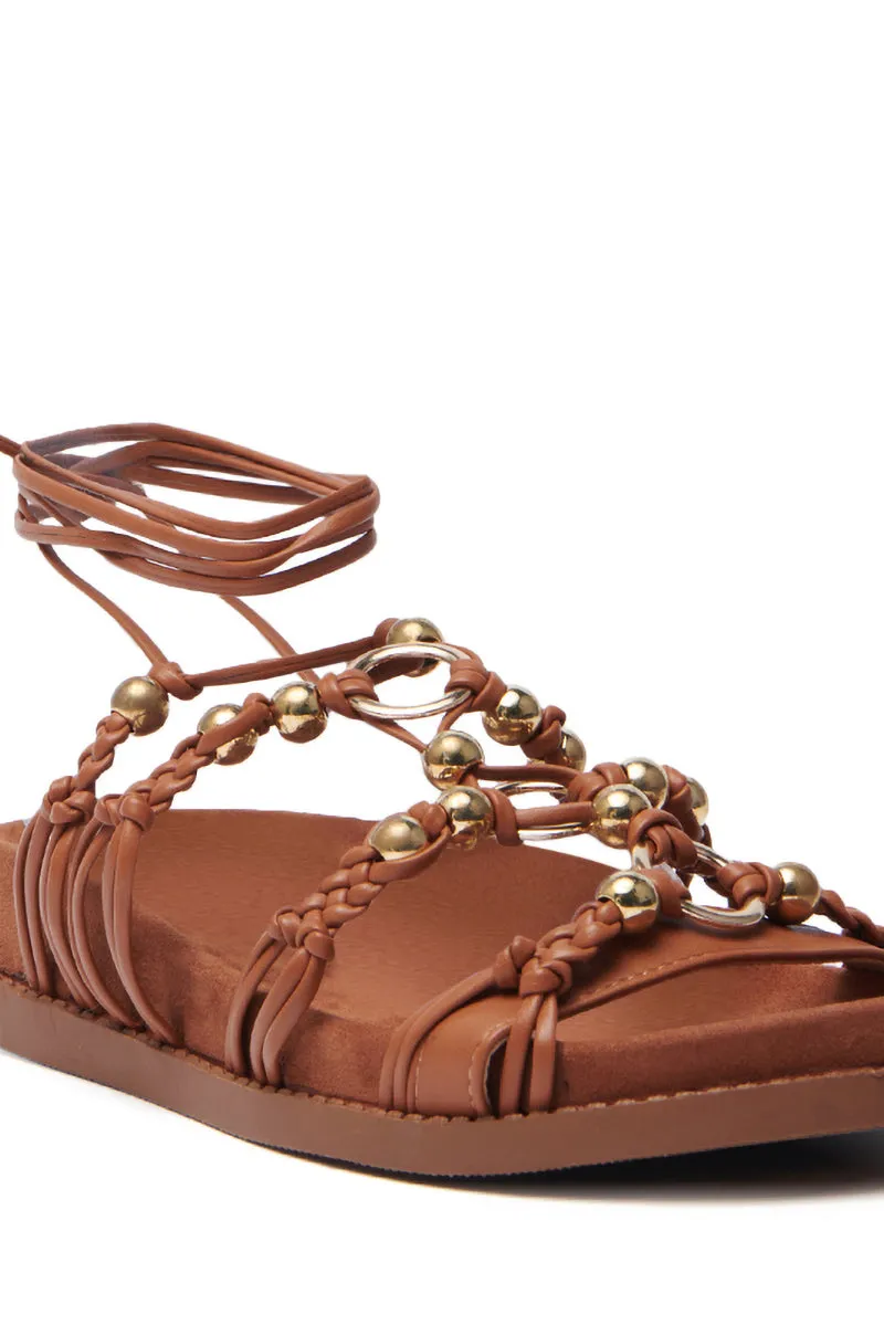 AZALEA WANG XYLA BROWN FAUX SUEDE SANDAL