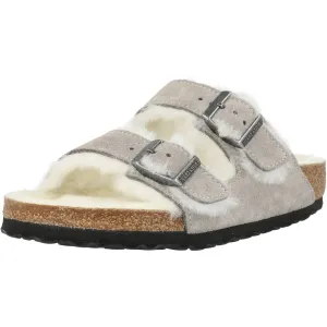 Birkenstock Arizona Shearling Stone Coin Suede Sandals