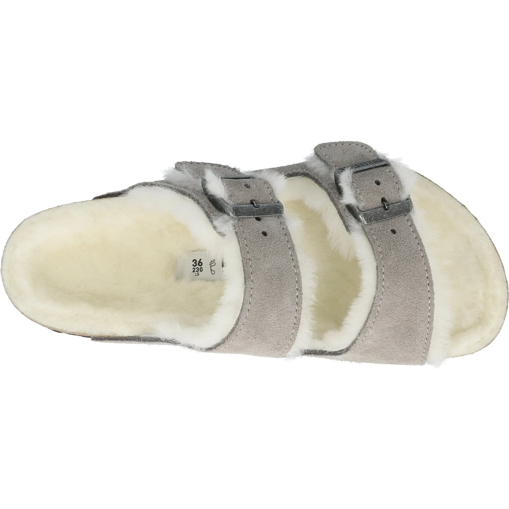 Birkenstock Arizona Shearling Stone Coin Suede Sandals