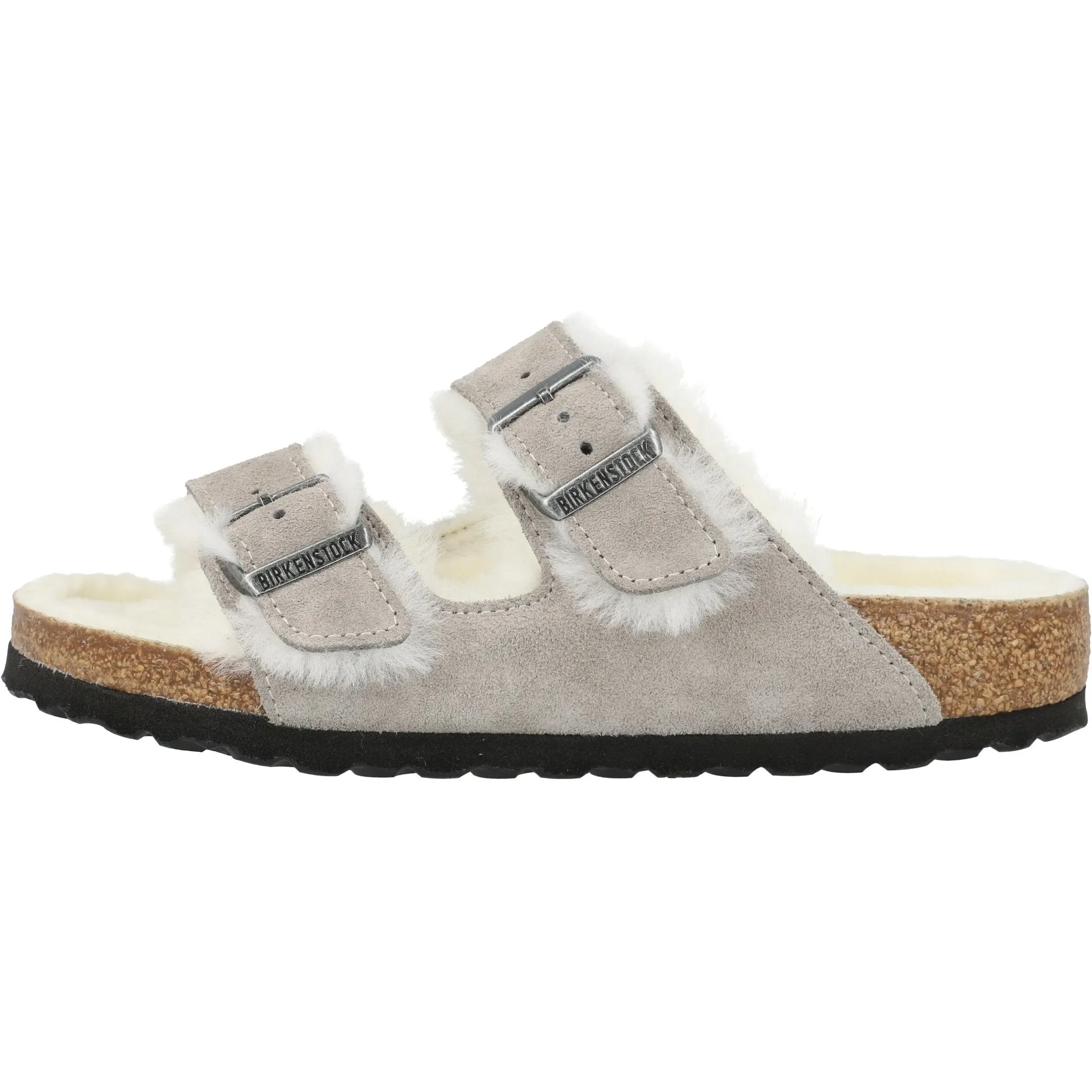 Birkenstock Arizona Shearling Stone Coin Suede Sandals