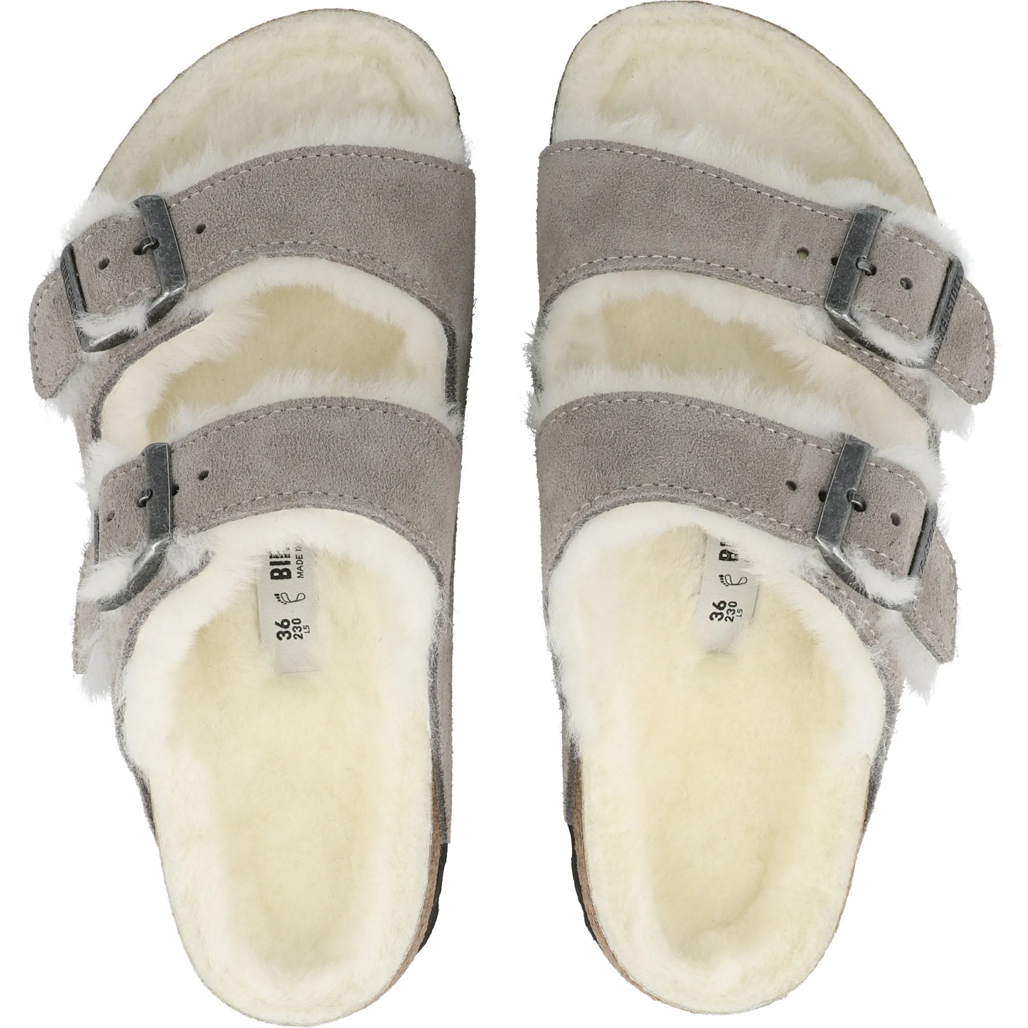 Birkenstock Arizona Shearling Stone Coin Suede Sandals