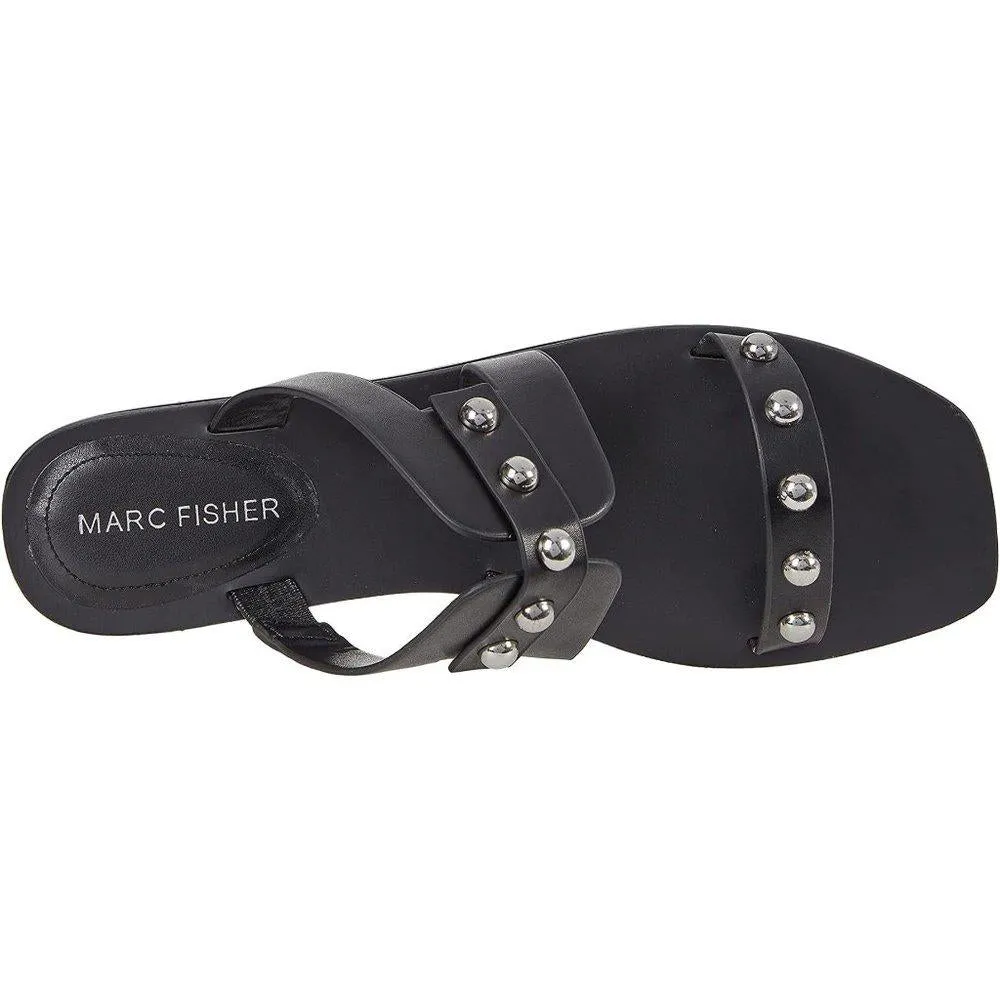 Burlina Black Studded Flat Sandals