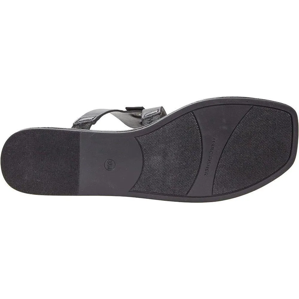 Burlina Black Studded Flat Sandals