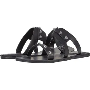 Burlina Black Studded Flat Sandals