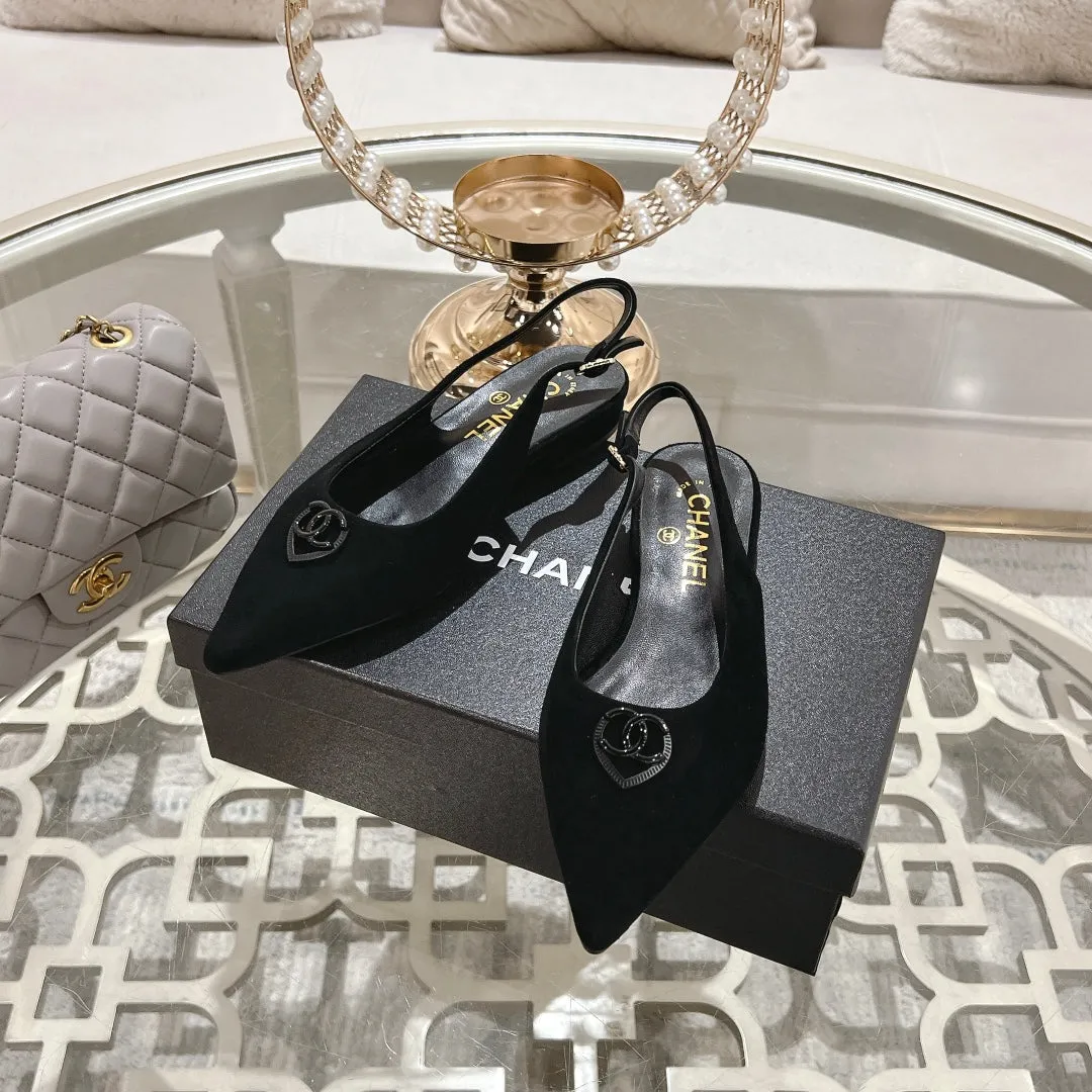 CC 25C Slingback Flats Black Suede 213332