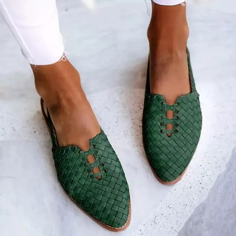 Clara - Handgevlochten leren slippers voor dames