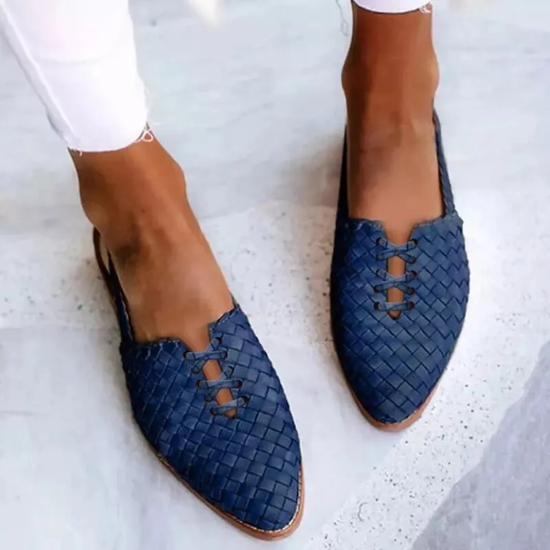 Clara - Handgevlochten leren slippers voor dames