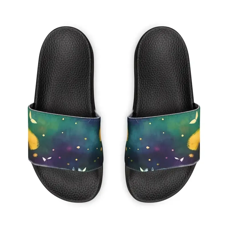 Colorful Dandelions Slide Sandals for Youth Fun