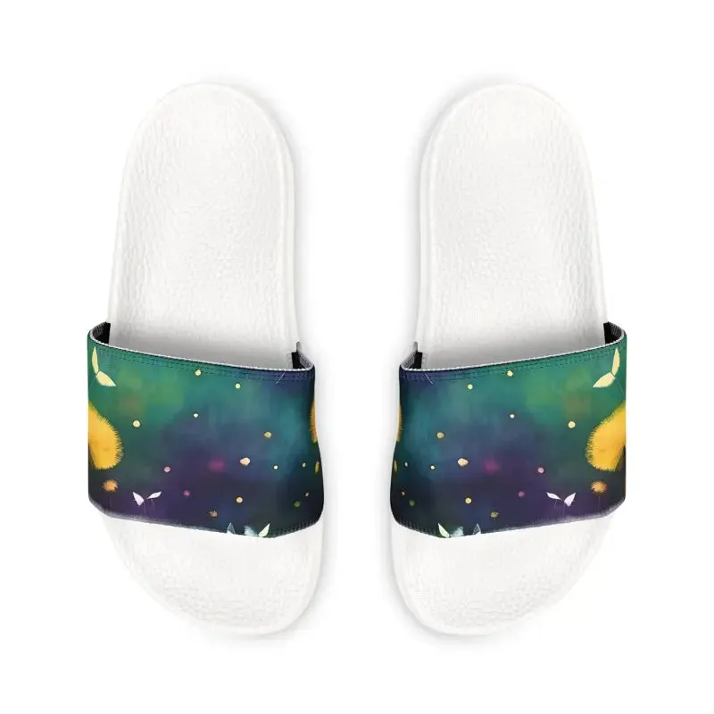 Colorful Dandelions Slide Sandals for Youth Fun
