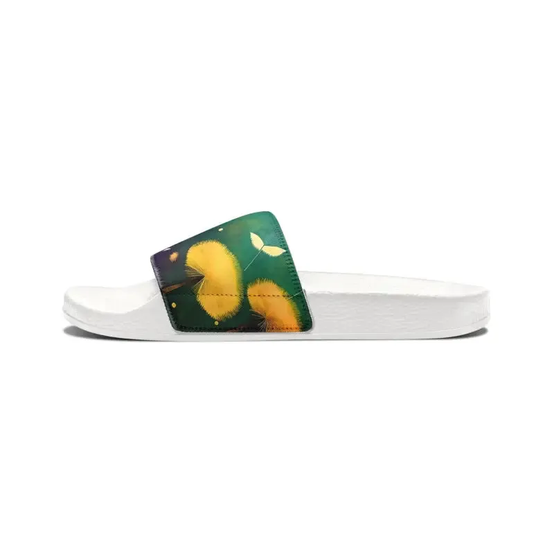 Colorful Dandelions Slide Sandals for Youth Fun