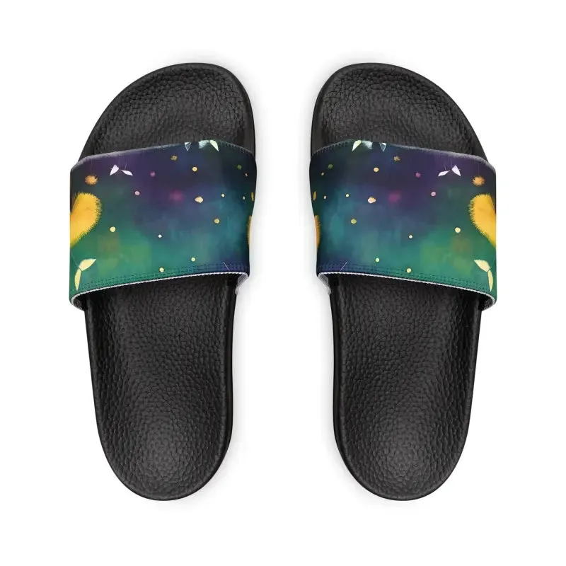 Colorful Dandelions Slide Sandals for Youth Fun