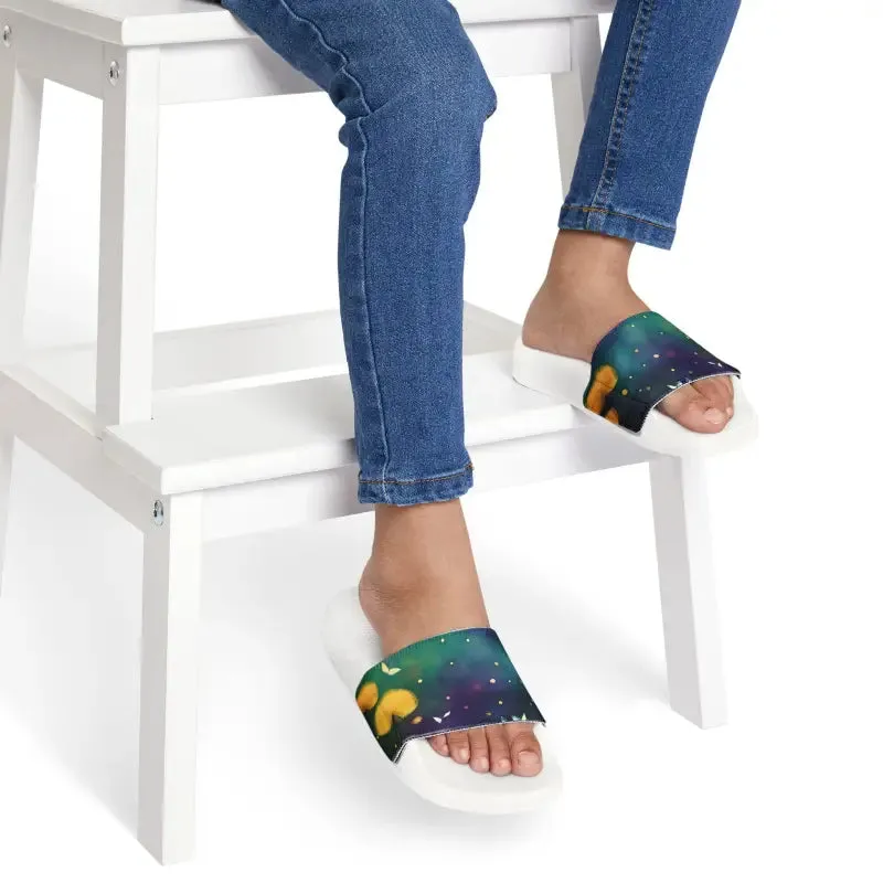 Colorful Dandelions Slide Sandals for Youth Fun
