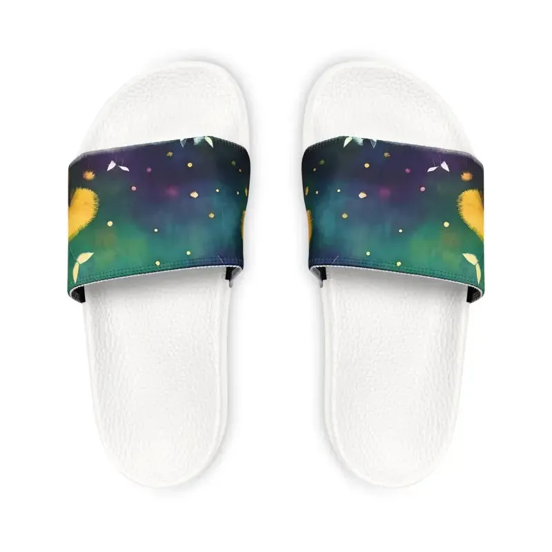 Colorful Dandelions Slide Sandals for Youth Fun