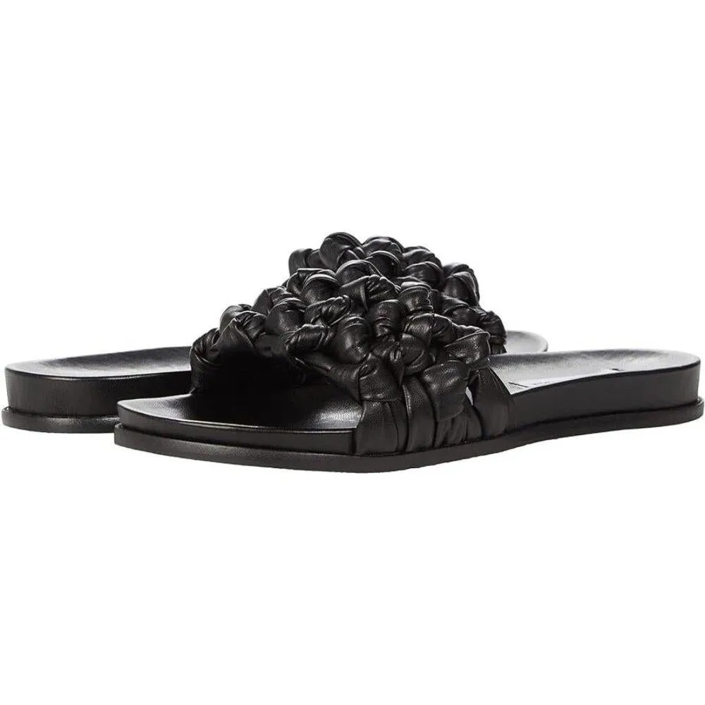 Delighted Black Knotted Flat Slides