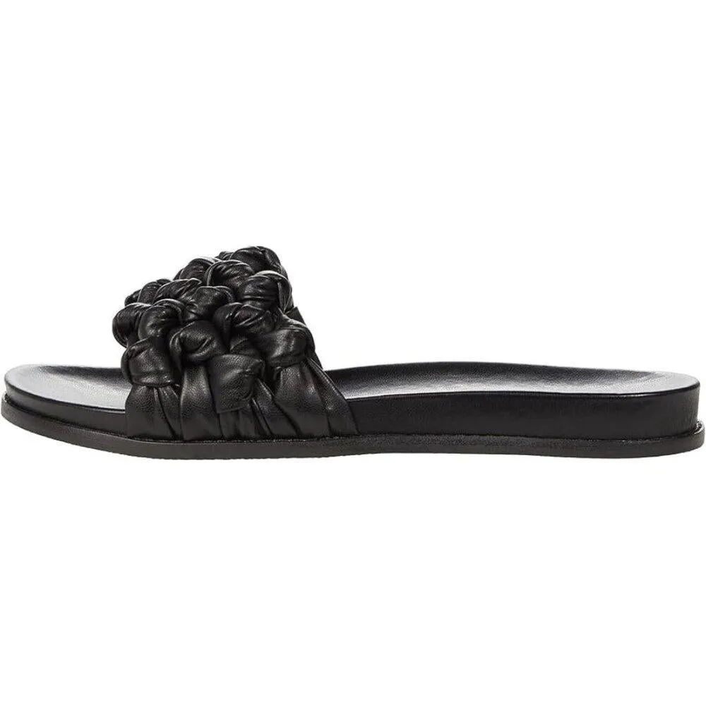 Delighted Black Knotted Flat Slides