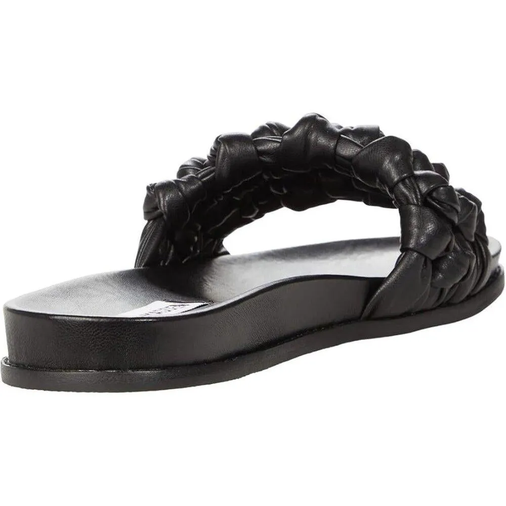 Delighted Black Knotted Flat Slides