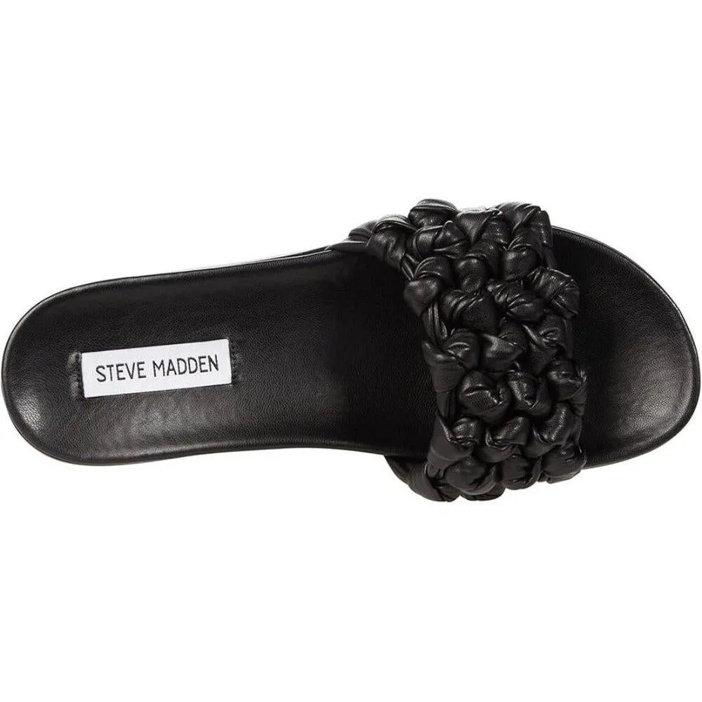 Delighted Black Knotted Flat Slides