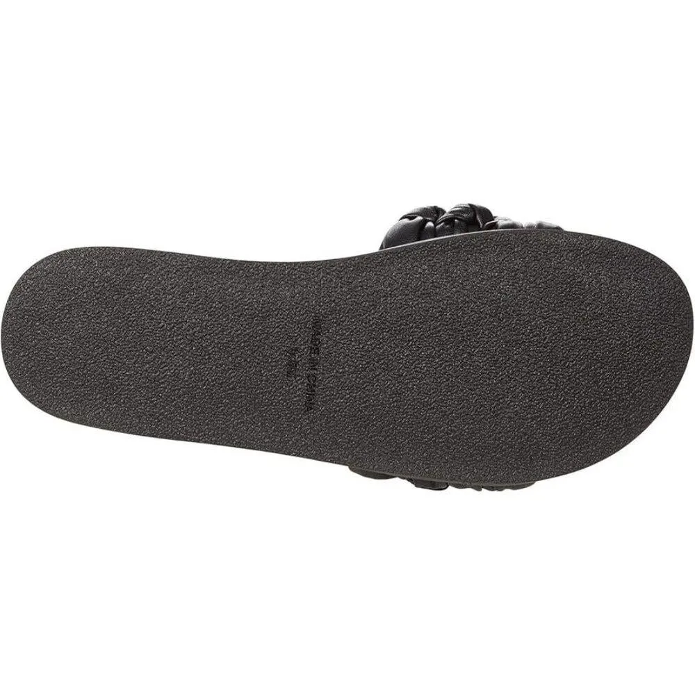 Delighted Black Knotted Flat Slides