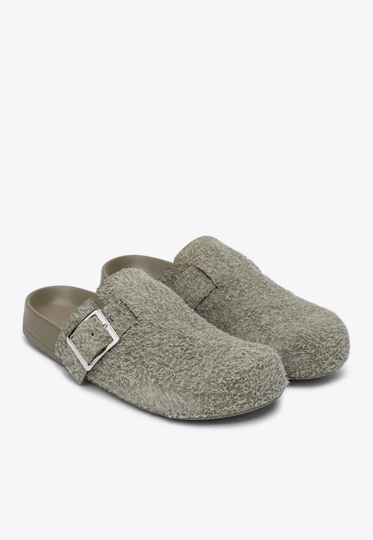 Ease Buckle Brushed Suede Clogs