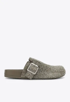 Ease Buckle Brushed Suede Clogs