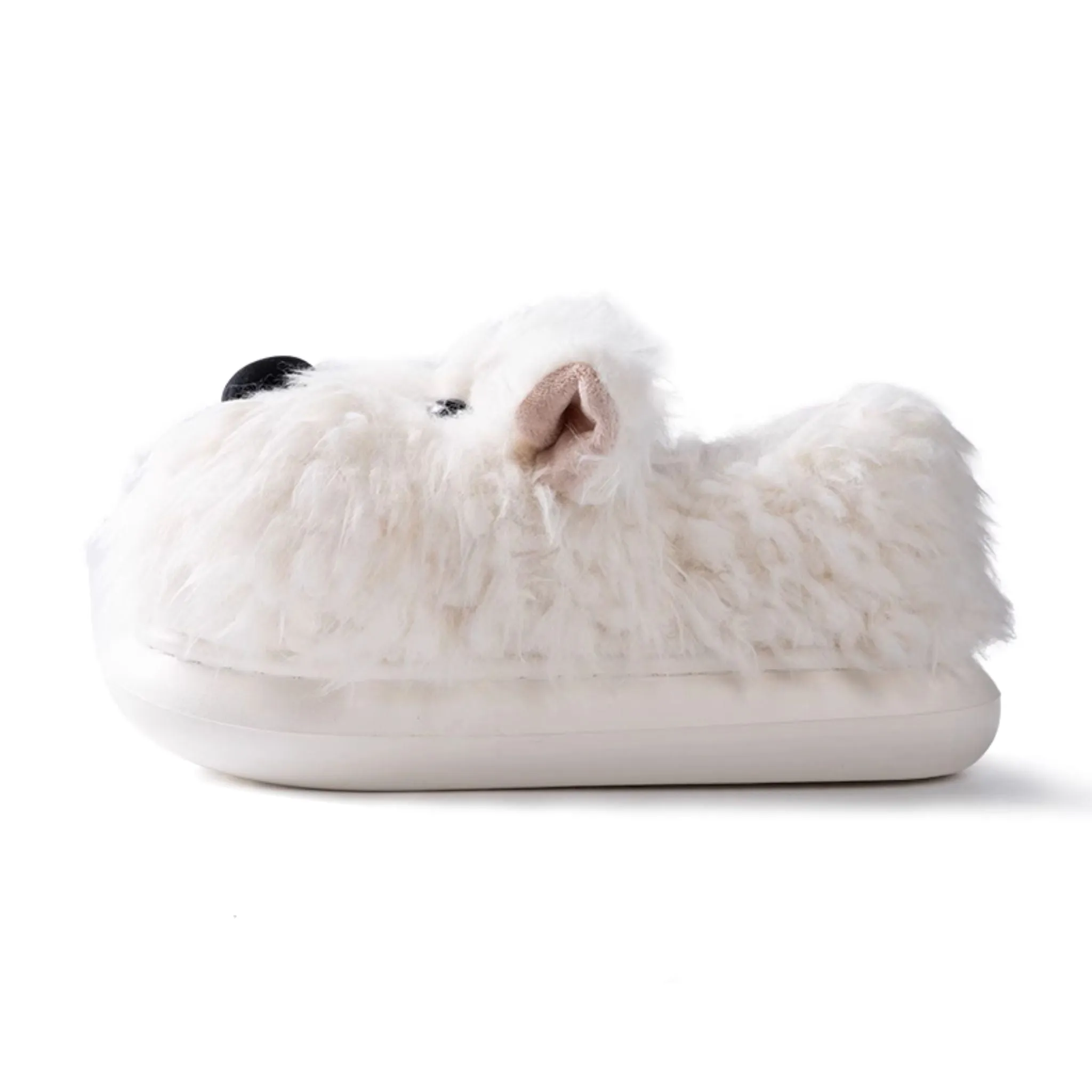 Fluffy White Dog Comfy Lounge Slippers