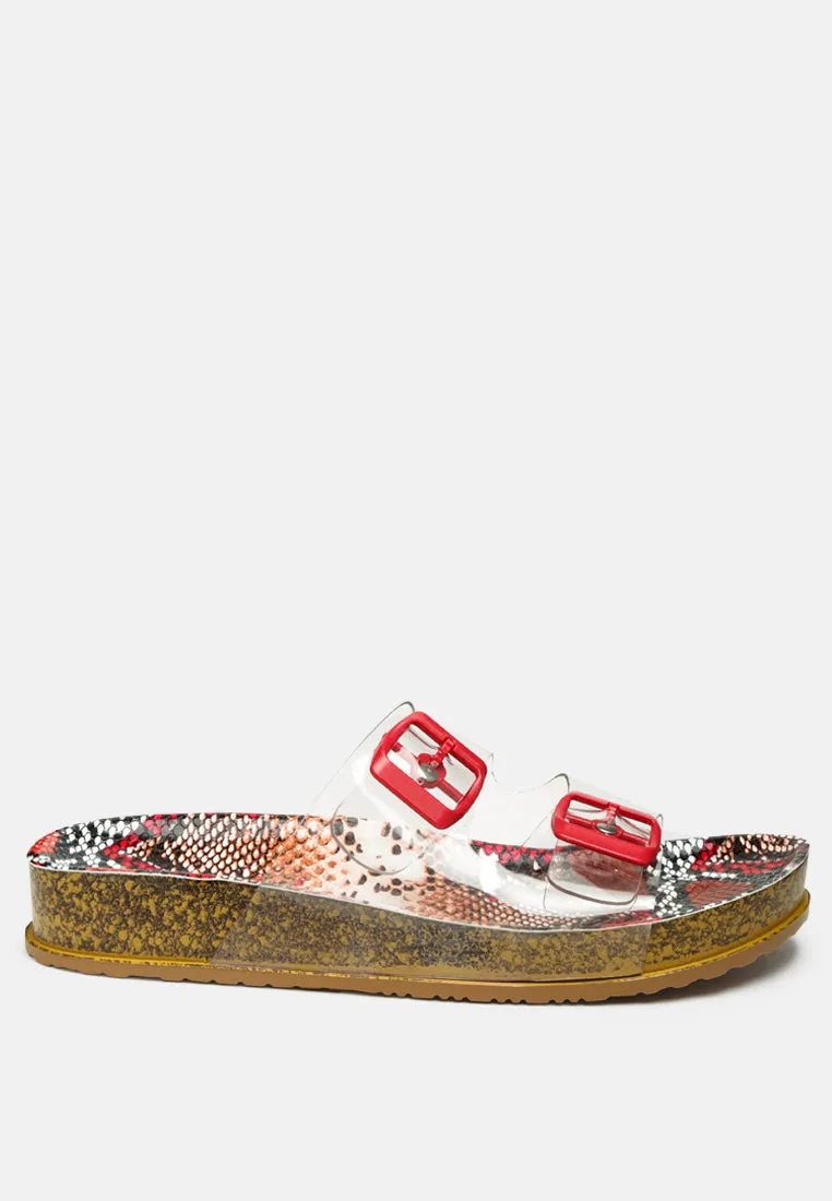 Gelato Transparent Double Strap Flats By Ruw