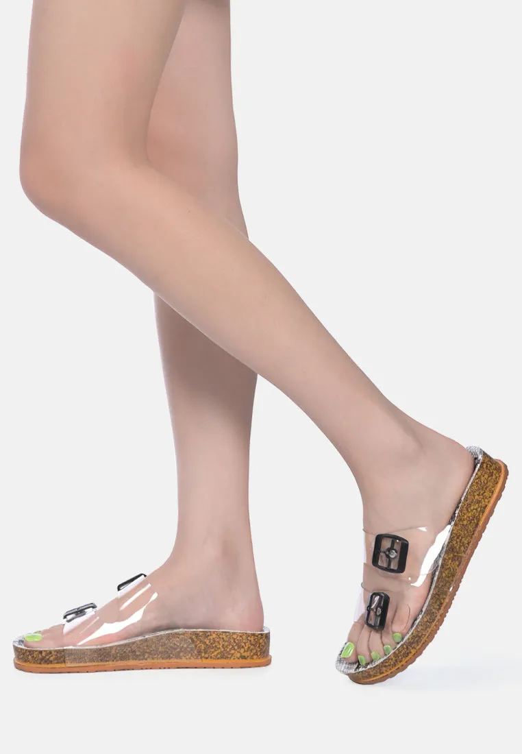 Gelato Transparent Double Strap Flats By Ruw