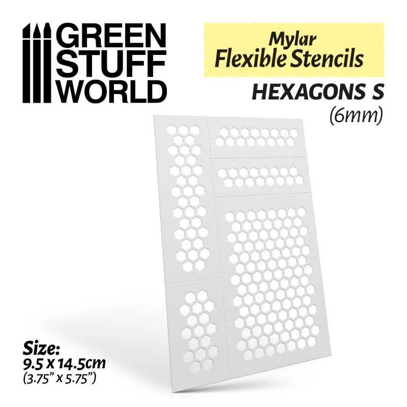 GSW Mylar Flexible Stencil - Hexagons 6mm
