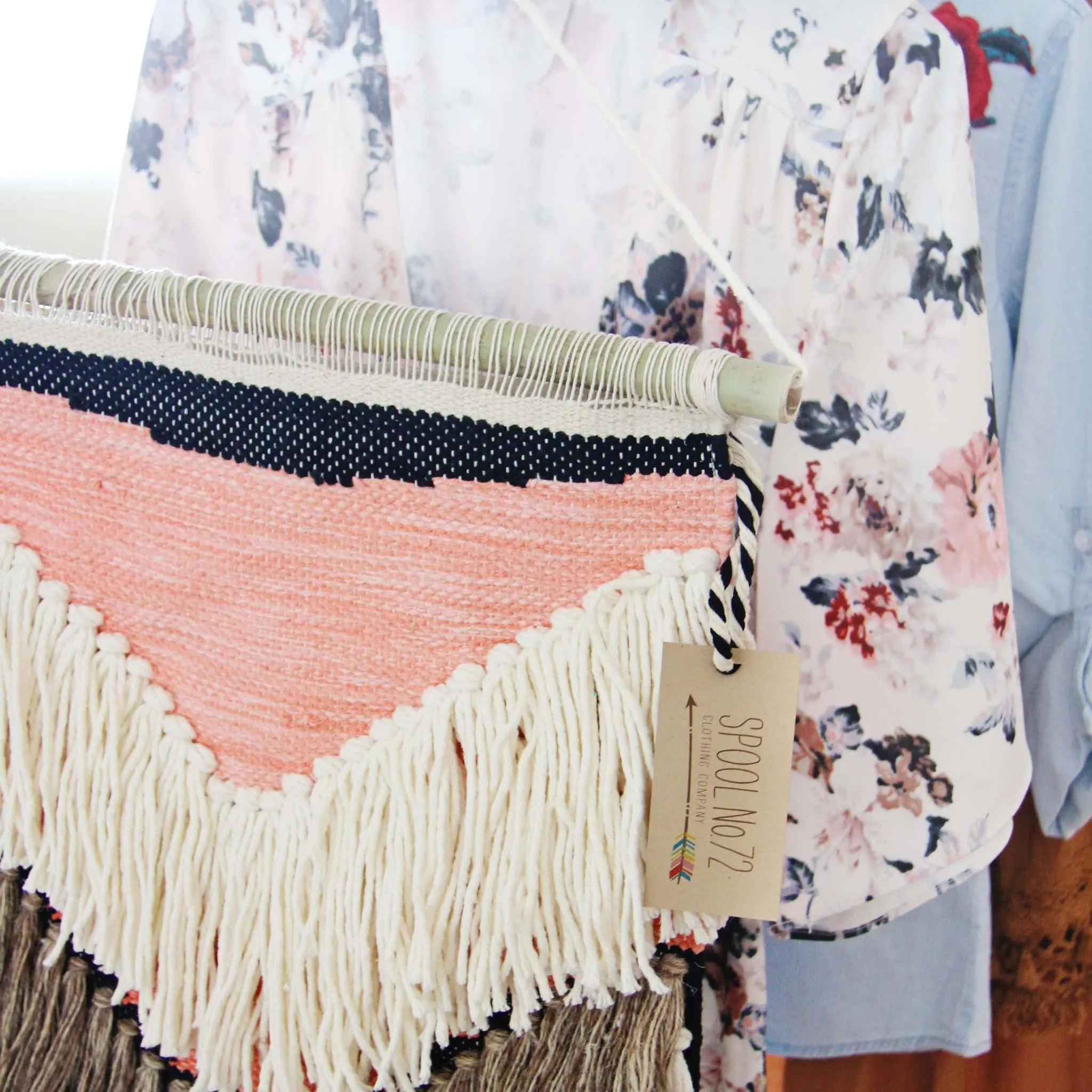 Hand-Woven Wall Hanging in Desert Rose