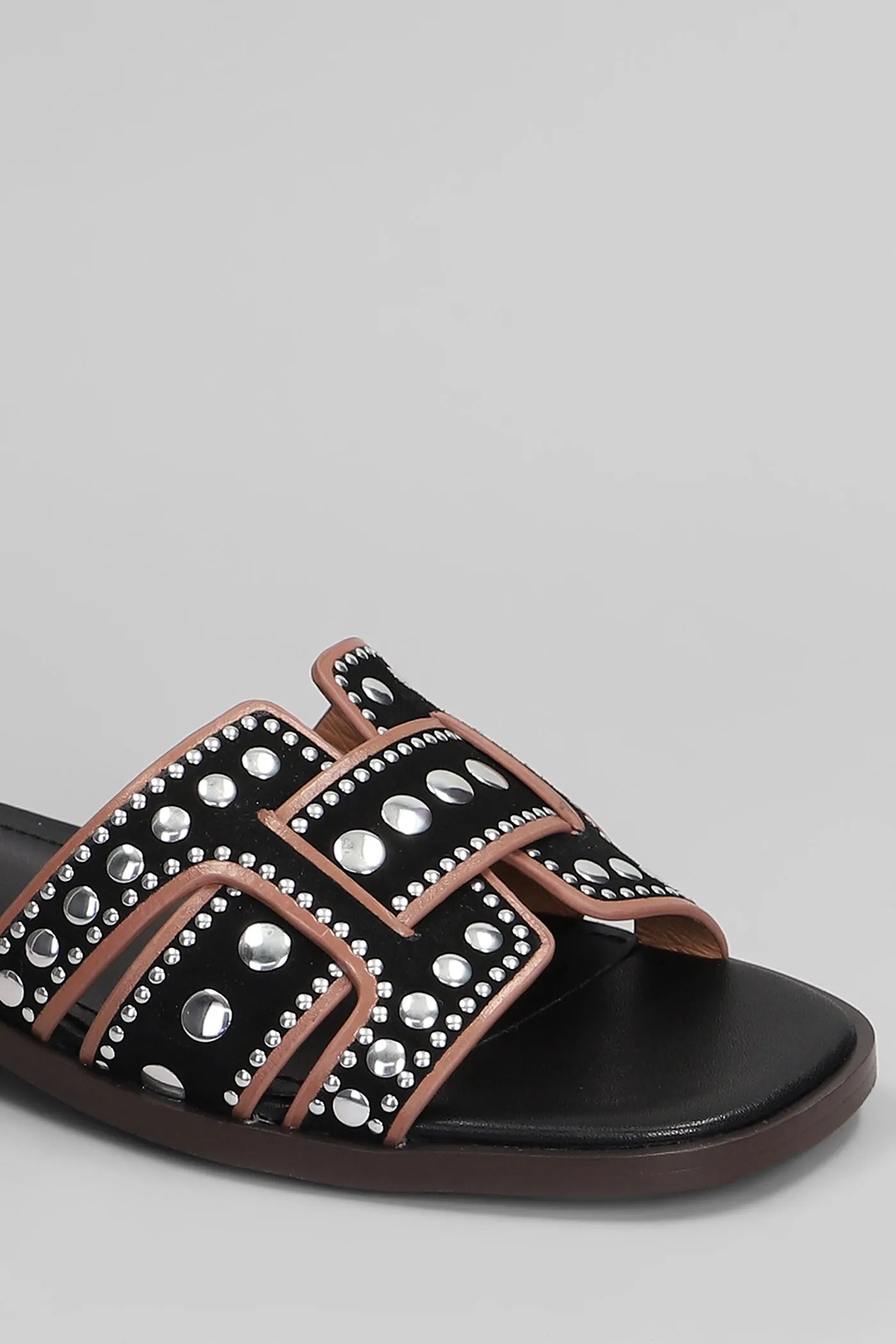 Holly Flats in black suede and leather