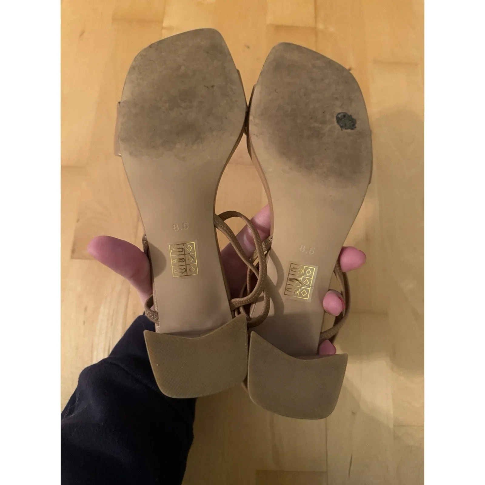 Jeffrey Campbell ‘Adapt’ Nude Faux Leather Sandals - Size 8.5