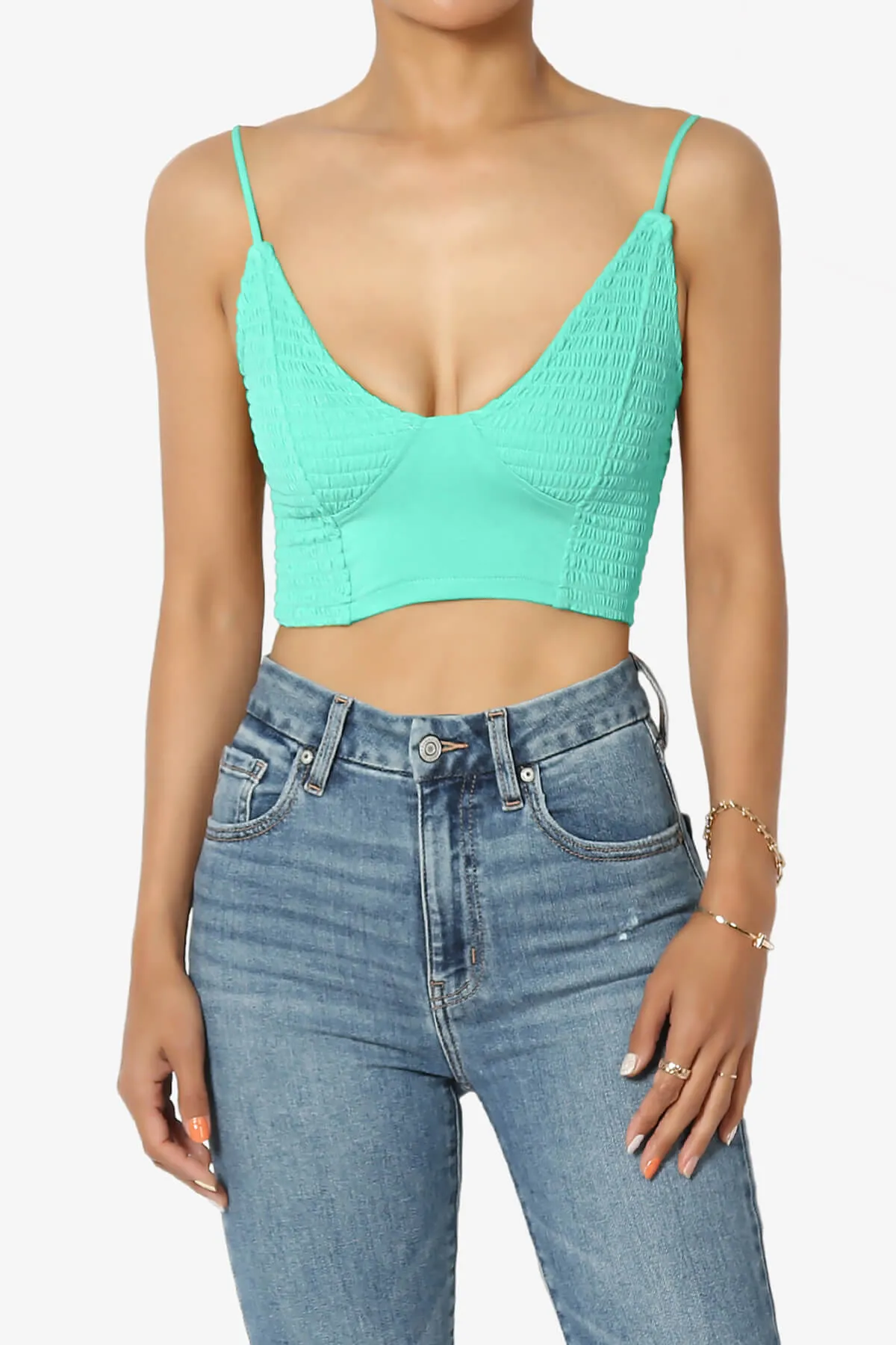 Jennie Smocked Triangle Bralette PLUS