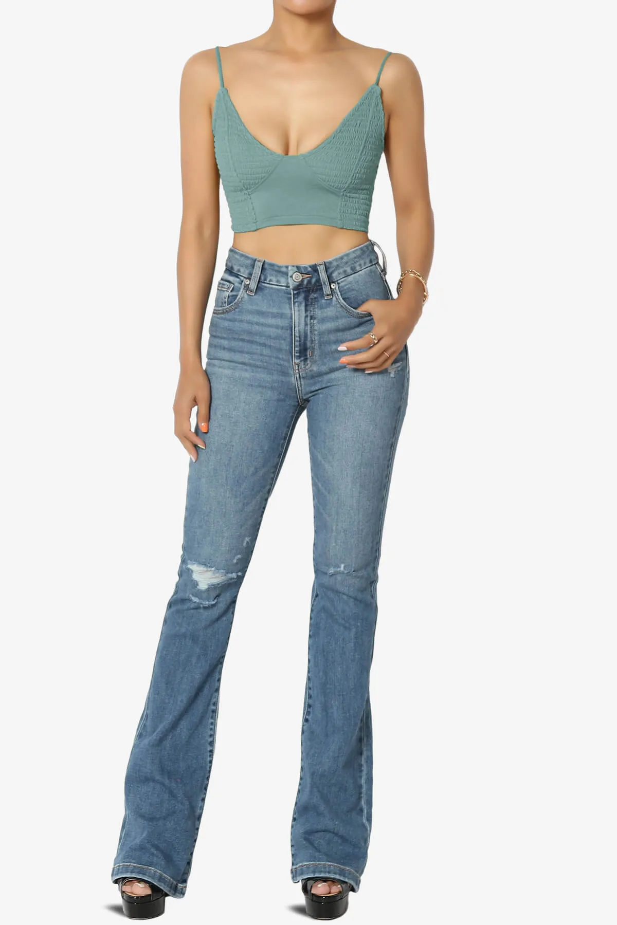 Jennie Smocked Triangle Bralette PLUS