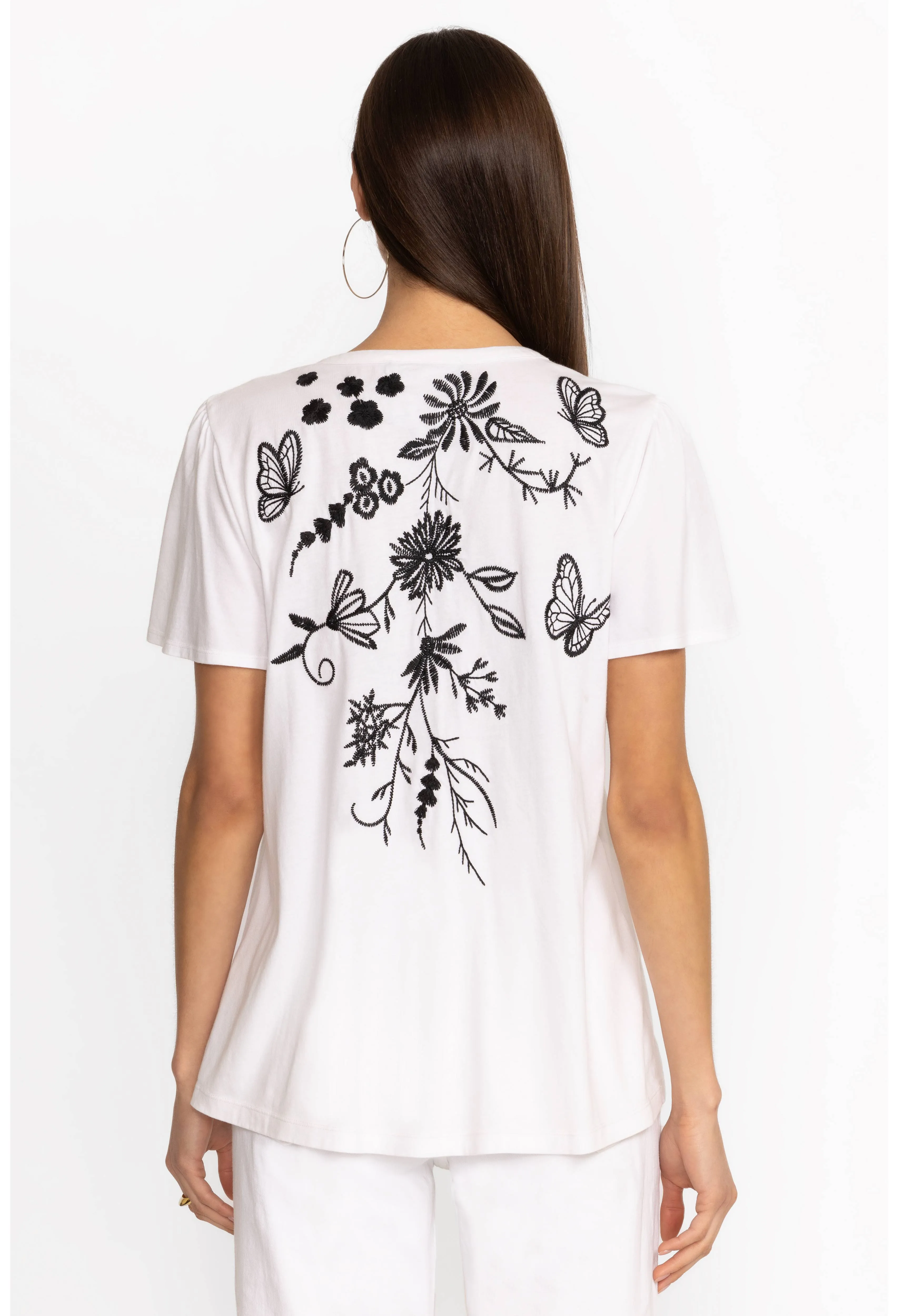 Johnny Was Domingo Flutter Sleeve Henley Tee