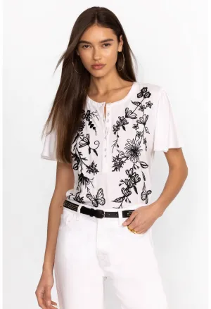 Johnny Was Domingo Flutter Sleeve Henley Tee
