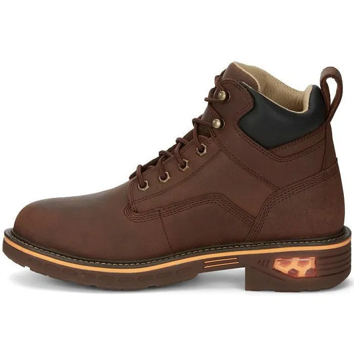 Justin Men's Resistor 6" WP Lace Up Western Work Boot -Brown- CR401