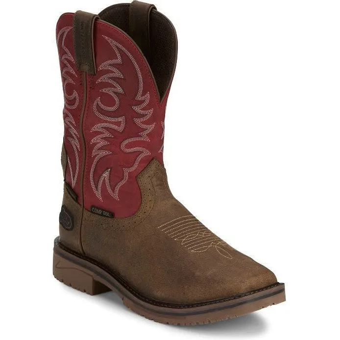 Justin Men's Thorn 11" Composite Toe WP Metguard Western Work Boot -Peanut- SE4753