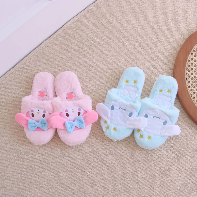 Kawaii Fuzzy Kuromi Slippers
