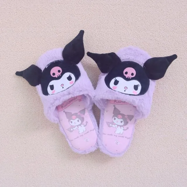 Kawaii Fuzzy Kuromi Slippers