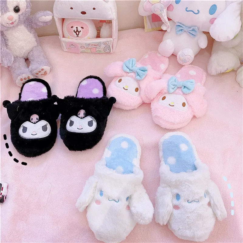 Kawaii Fuzzy Kuromi Slippers