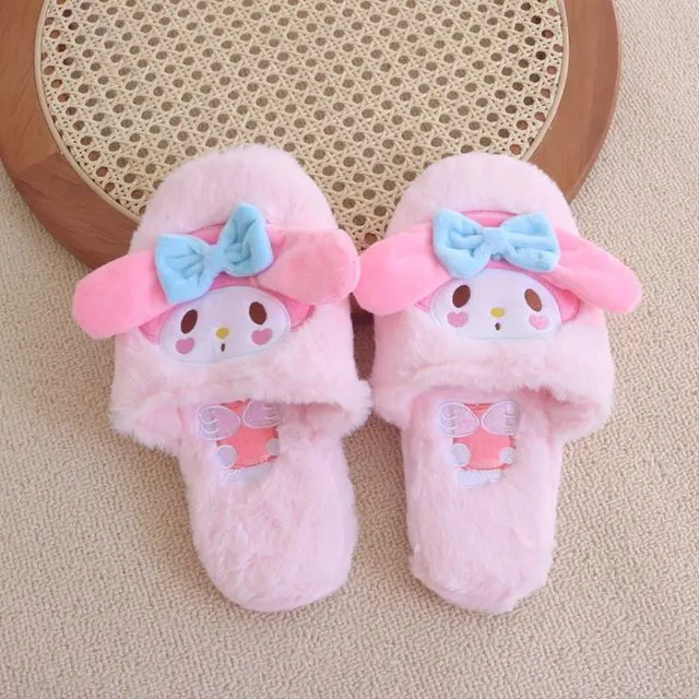 Kawaii Fuzzy Kuromi Slippers