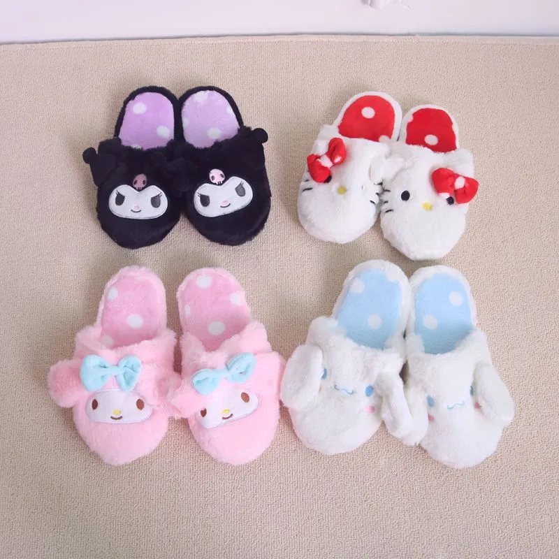 Kawaii Fuzzy Kuromi Slippers