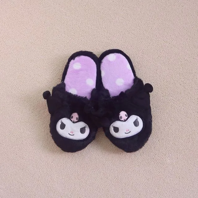Kawaii Fuzzy Kuromi Slippers