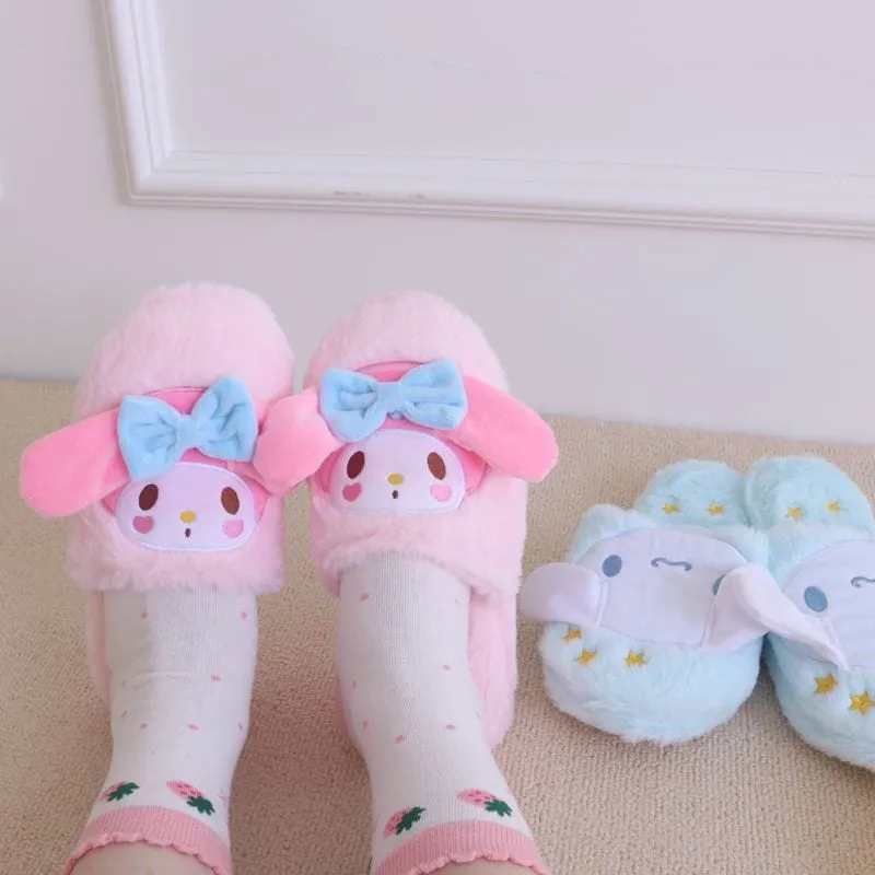 Kawaii Fuzzy Kuromi Slippers
