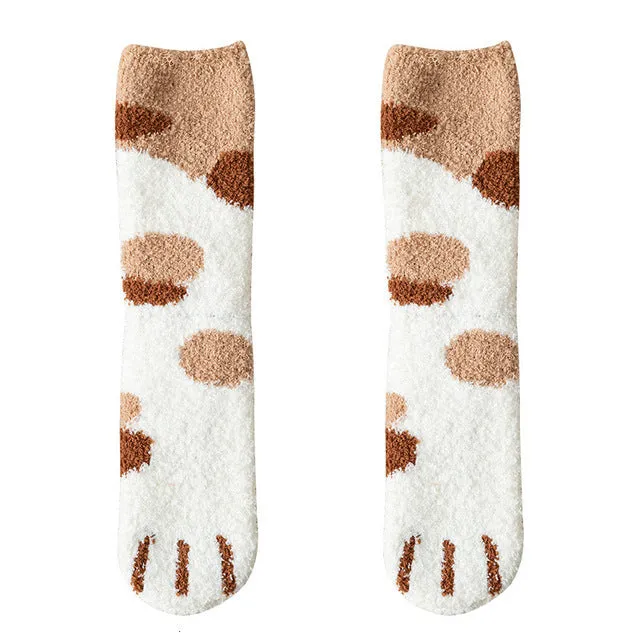 Kawaii Warm Cat Paw Fuzzy Socks